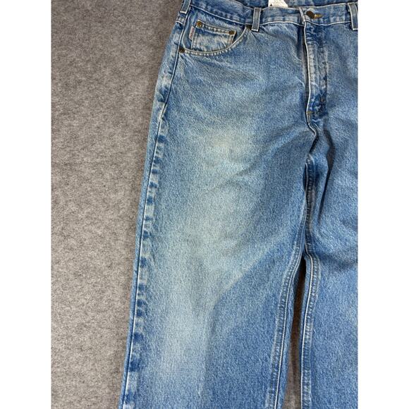 VINTAGE 90s Carhartt Jeans Mens 38x30 Blue Denim Straight Workwear Y2K Grunge - Picture 5 of 9